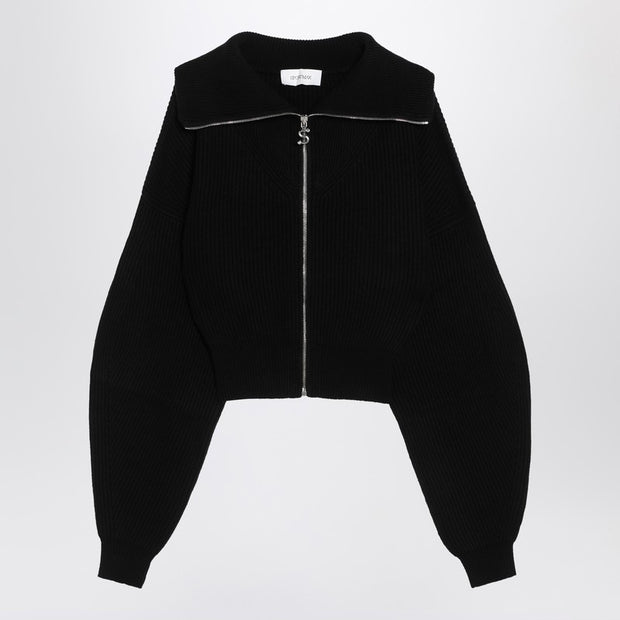 Sportmax Black Zip-up Cardigan In Wool And Cashmere