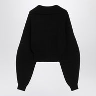 Sportmax Black Zip-up Cardigan In Wool And Cashmere