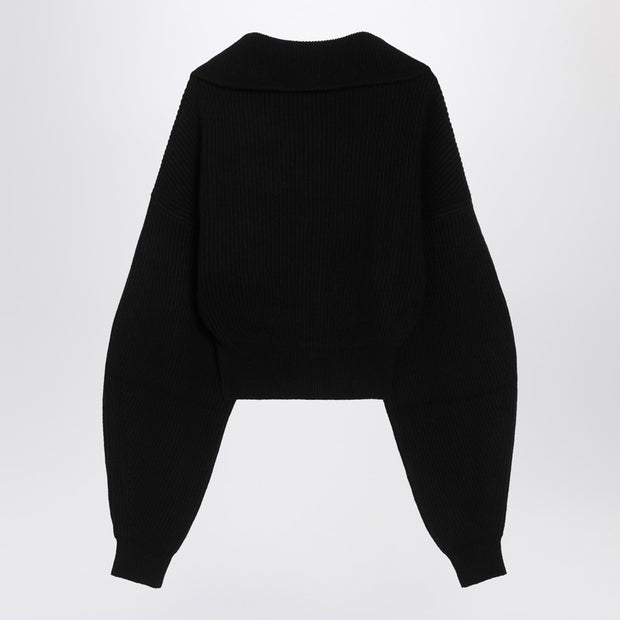 Sportmax Black Zip-up Cardigan In Wool And Cashmere