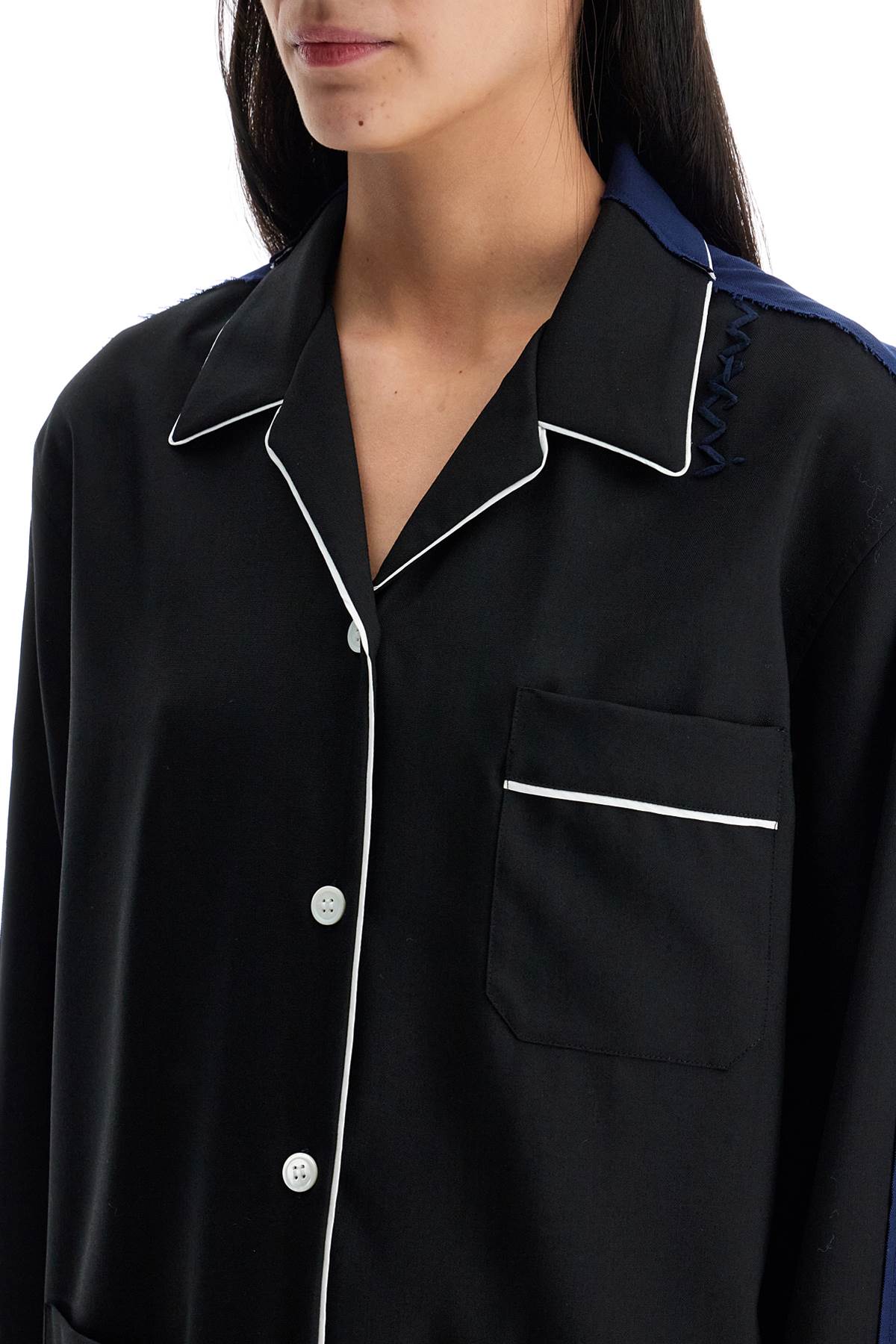 Marni Black Wool Shirt With Contrast Trim