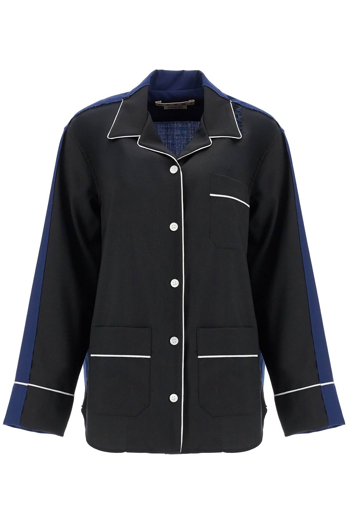 Marni Black Wool Shirt With Contrast Trim