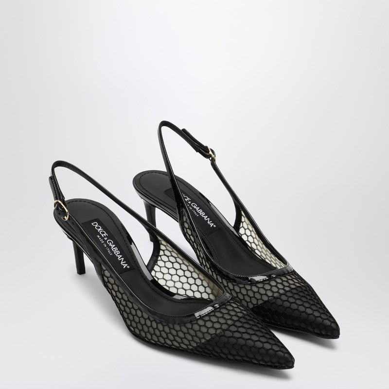 Dolce & Gabbana Black Mesh Slingback