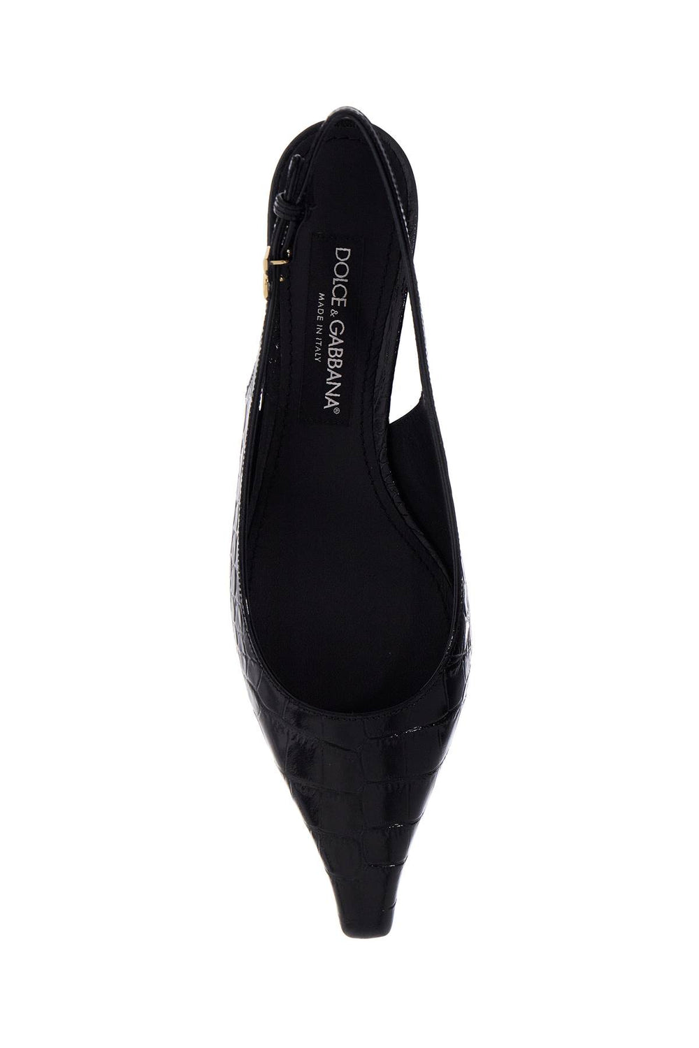 Dolce & Gabbana Croc Print Leather Slingback Pumps