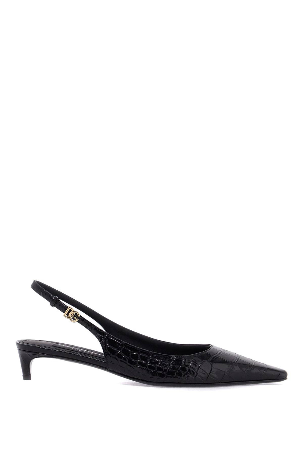 Dolce & Gabbana Croc Print Leather Slingback Pumps