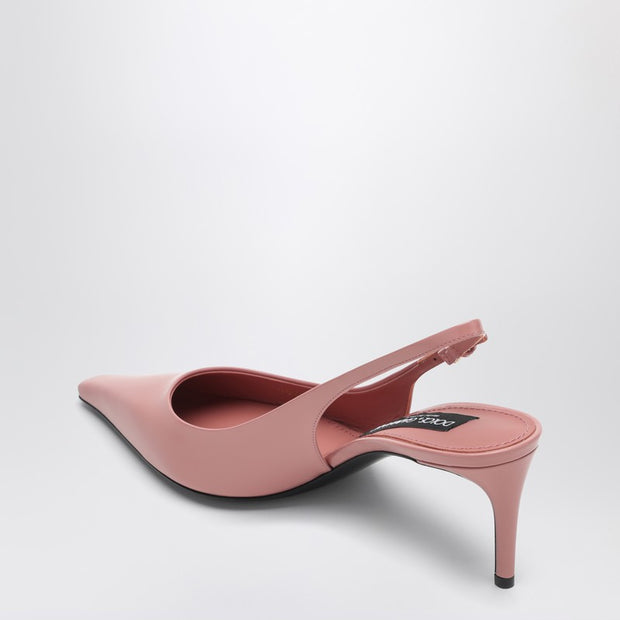 Dolce & Gabbana Pink Leather Slingback With Décolleté