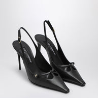 Dolce & Gabbana Black Leather Slingback Décolleté