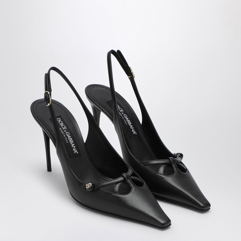 Dolce & Gabbana Black Leather Slingback Décolleté