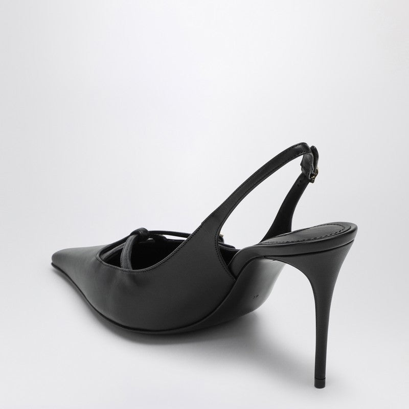 Dolce & Gabbana Black Leather Slingback Décolleté