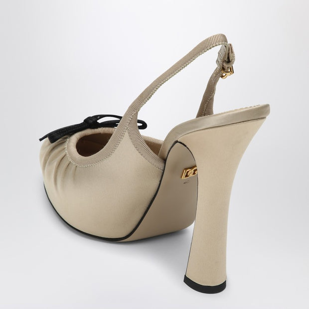 Dolce & Gabbana Cream Satin High Slingback