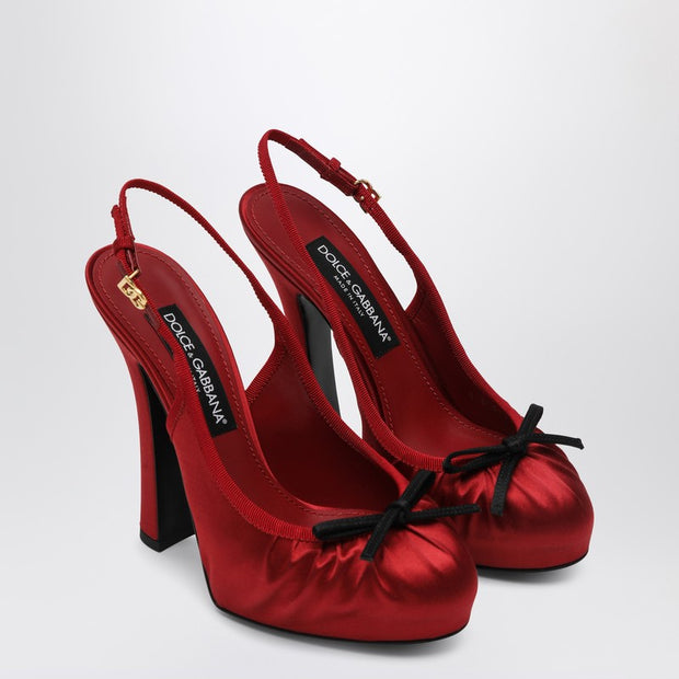 Dolce & Gabbana Red Satin High Slingback
