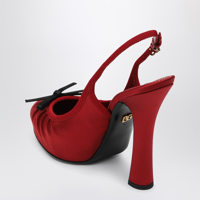 Dolce & Gabbana Red Satin High Slingback
