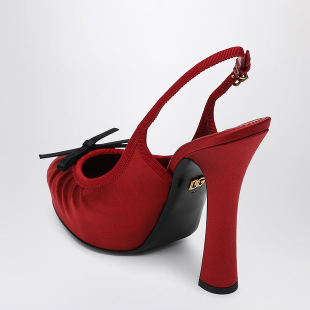 Dolce & Gabbana Red Satin High Slingback