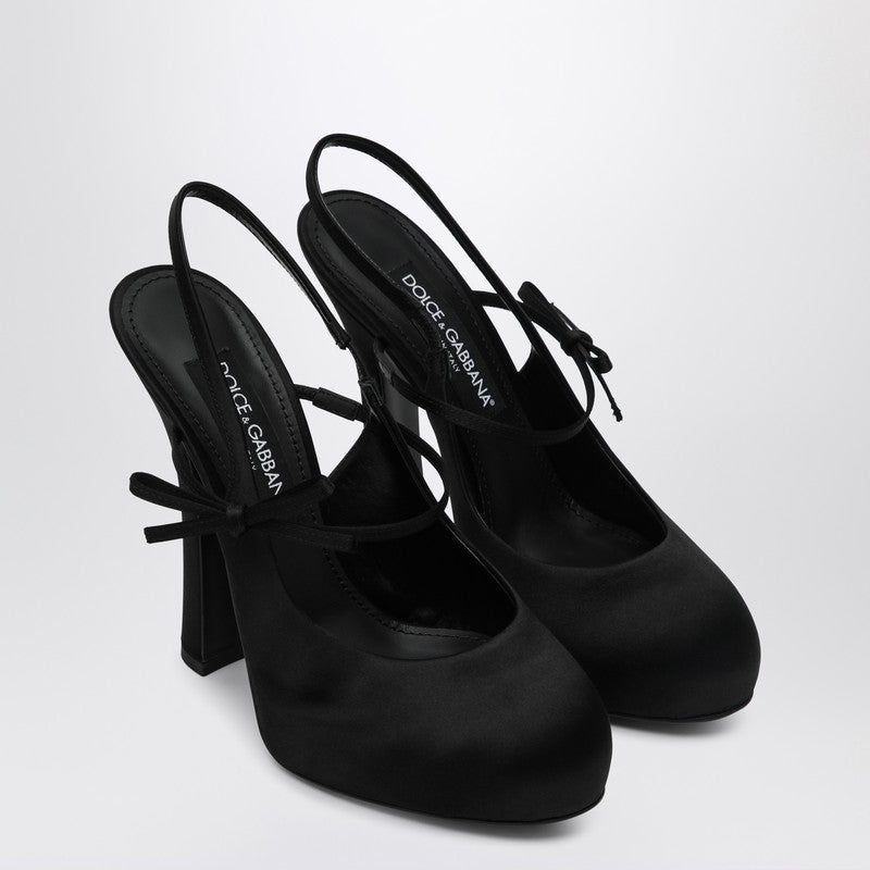 Dolce & Gabbana High Black Satin Slingback