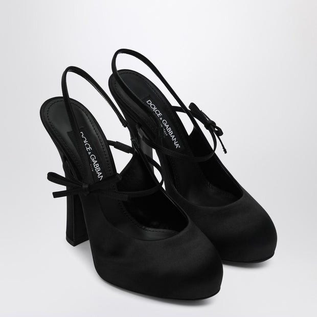 Dolce & Gabbana High Black Satin Slingback