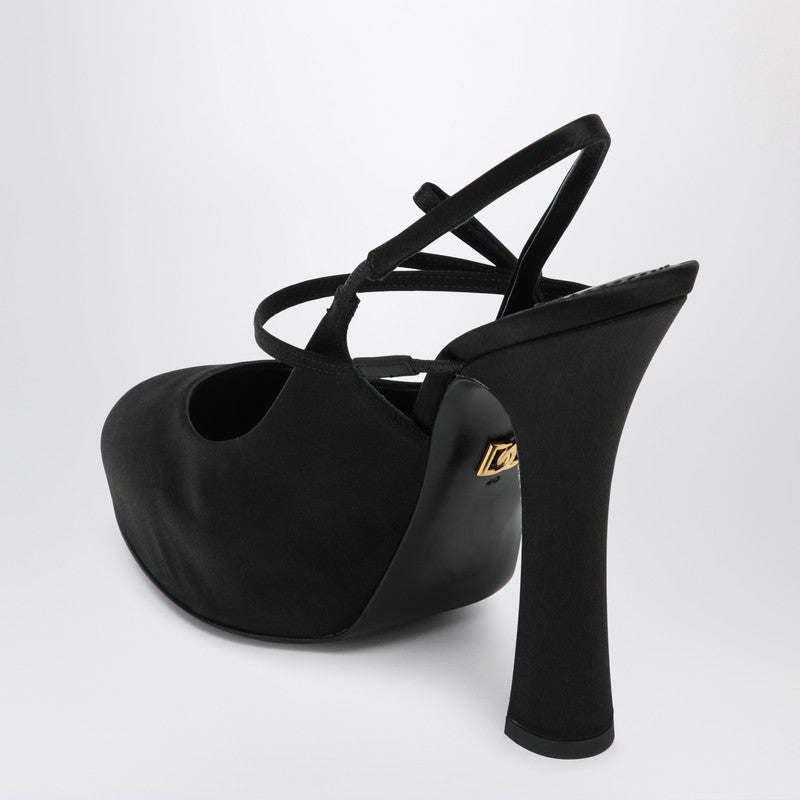 Dolce & Gabbana High Black Satin Slingback