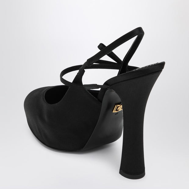 Dolce & Gabbana High Black Satin Slingback