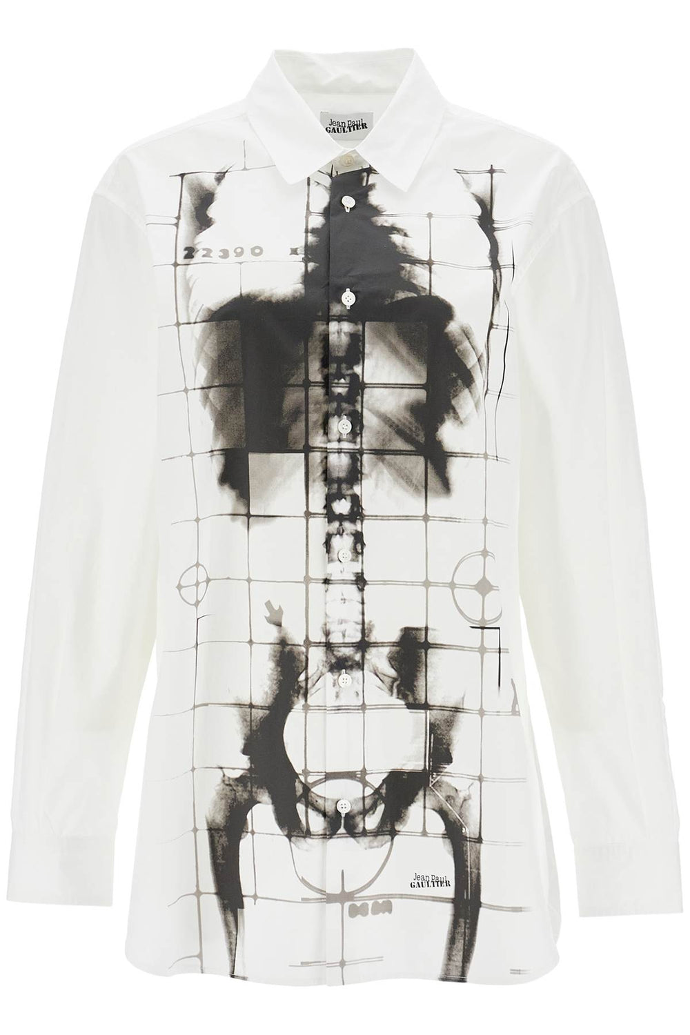 JEAN PAUL GAULTIER White Cotton Shirt With Skeleton Print Front And Back