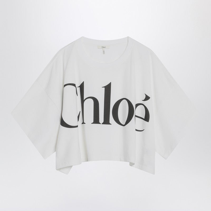 Chloé White Boxy T-shirt With Logo Print
