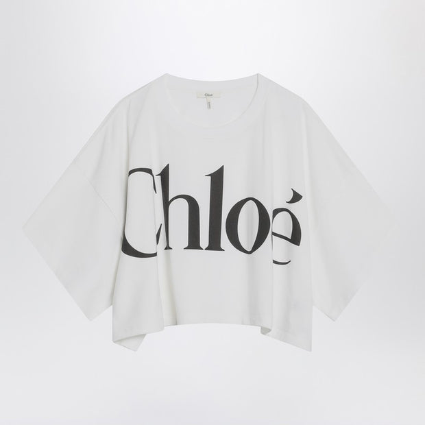 Chloé White Boxy T-shirt With Logo Print