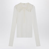 Chloé White Henley Shirt In Wool Knit