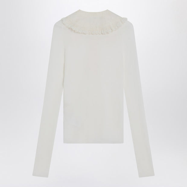 Chloé White Henley Shirt In Wool Knit