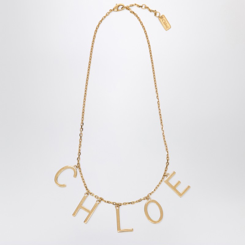 Chloé Letters Necklace In Vintage Gold Brass