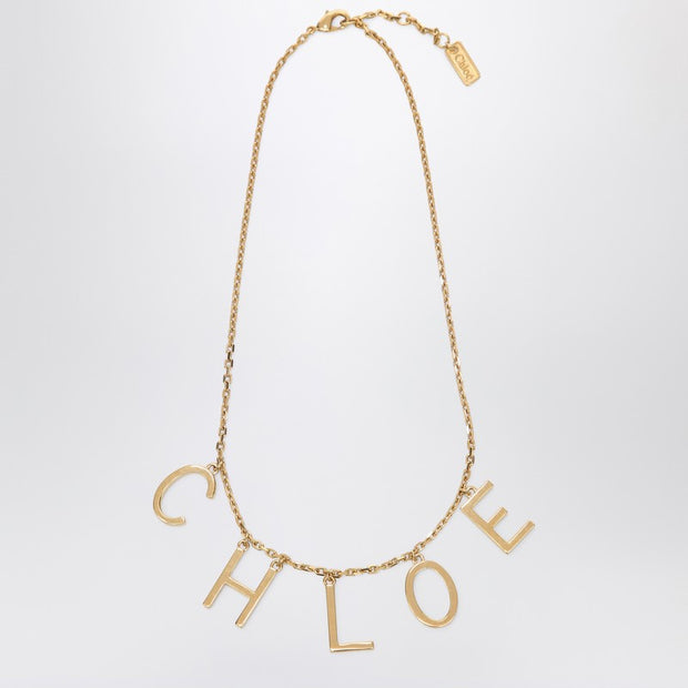 Chloé Letters Necklace In Vintage Gold Brass