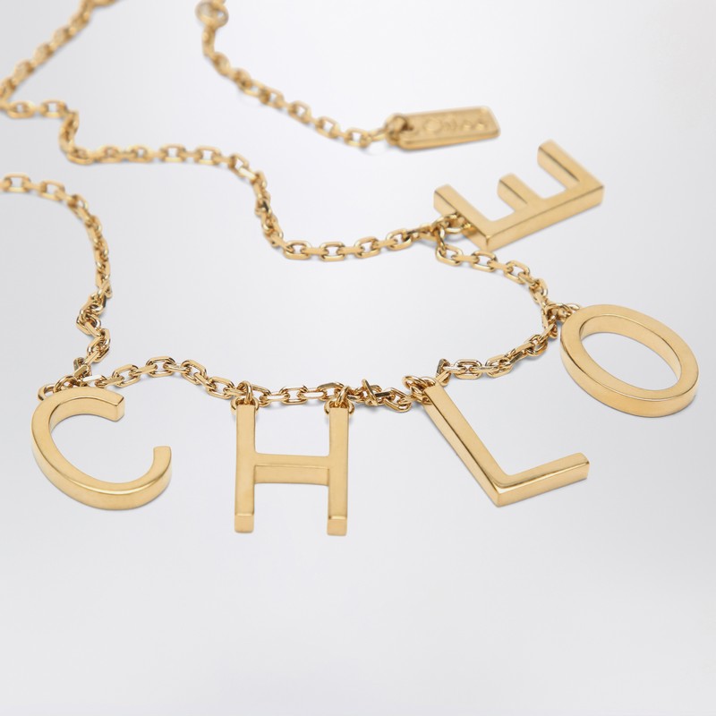 Chloé Letters Necklace In Vintage Gold Brass