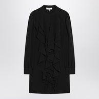Chloé Black Ruffled Dress In Silk Blend