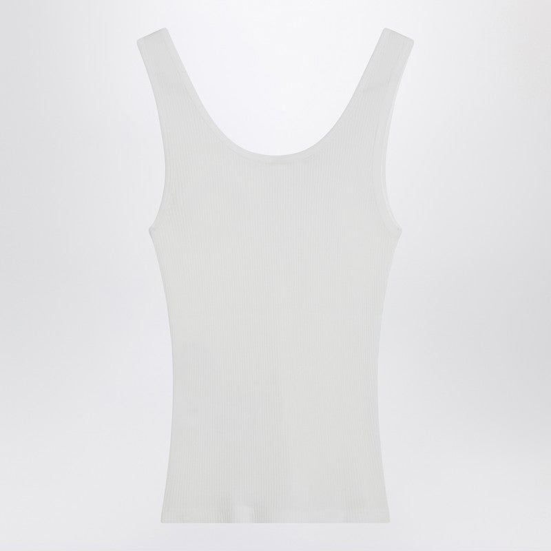 Chloé White Ribbed Tank Top With Logo