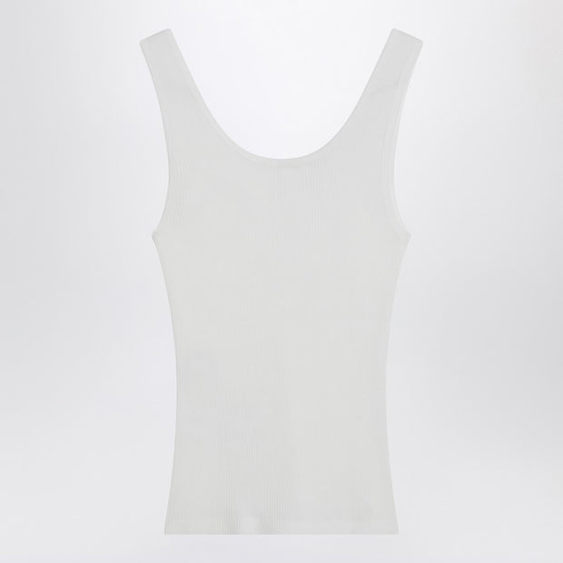 Chloé White Ribbed Tank Top With Logo
