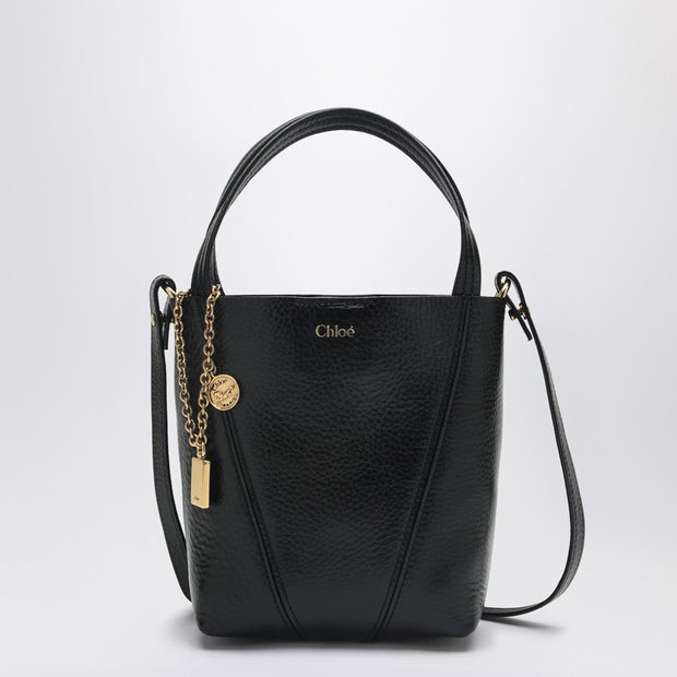 Chloé Small Spin Black Leather Tote Bag