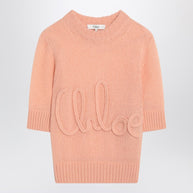 Chloé Peach-colored Top With Logo Embroidery