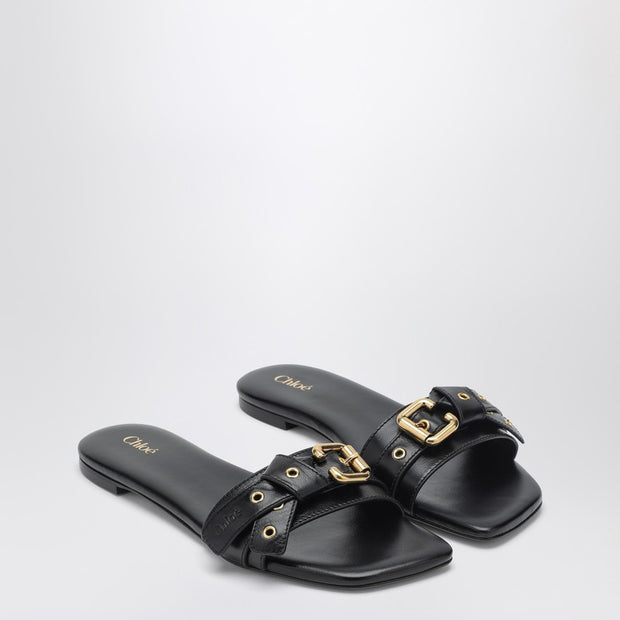 Chloé Black Slide Sandals In Leather