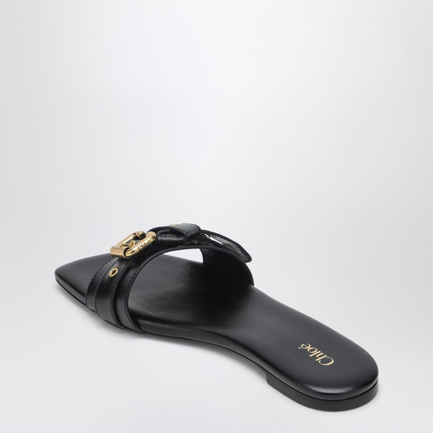 Chloé Black Slide Sandals In Leather
