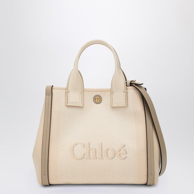 Chloé Carry Small Tote Bag In Blush Beige Canvas