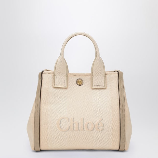 Chloé Carry Small Tote Bag In Blush Beige Canvas