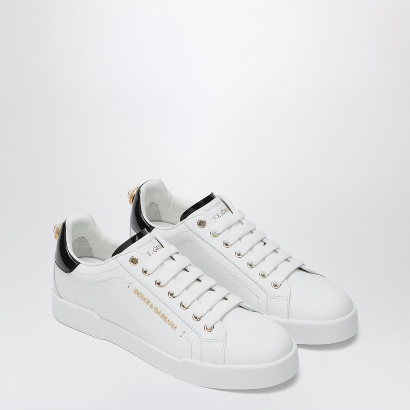 Dolce & Gabbana White/gold Leather Portofino Sneakers