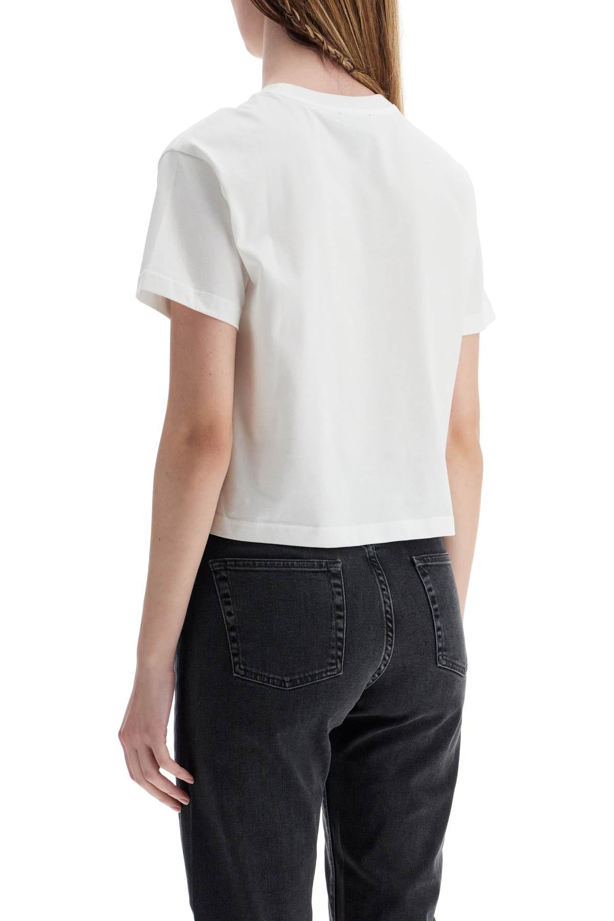 A.P.C. Gots Organic Cotton White Boxy Cropped T-shirt With Micro Embroidered Logo