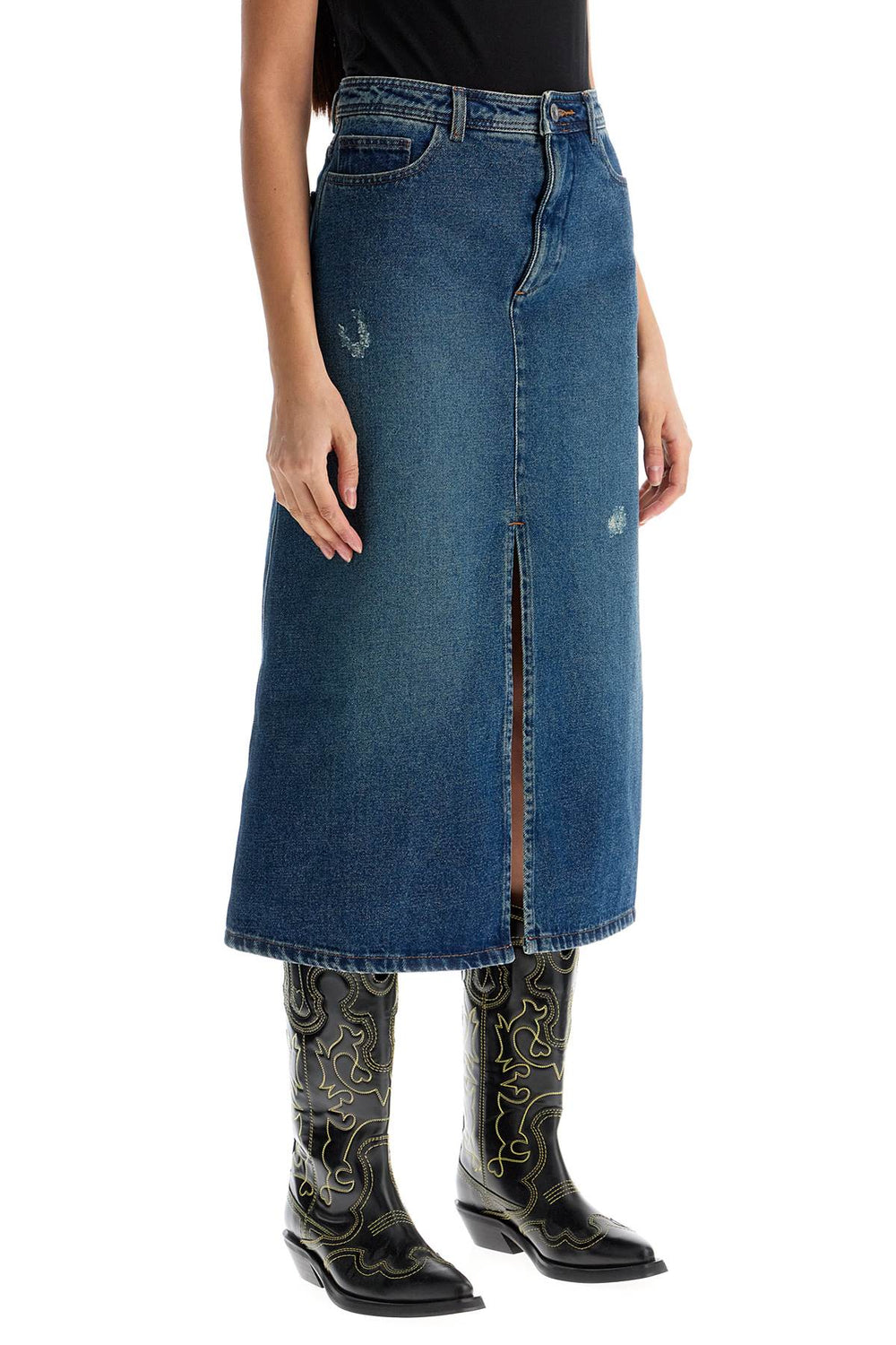 A.P.C. Georgia Denim Midi Skirt in