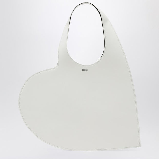 Coperni White Leather Heart Tote Bag
