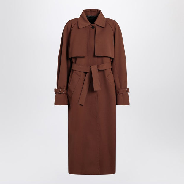 Max Mara Atelier Brown Rainproof Gabardine Trench Coat