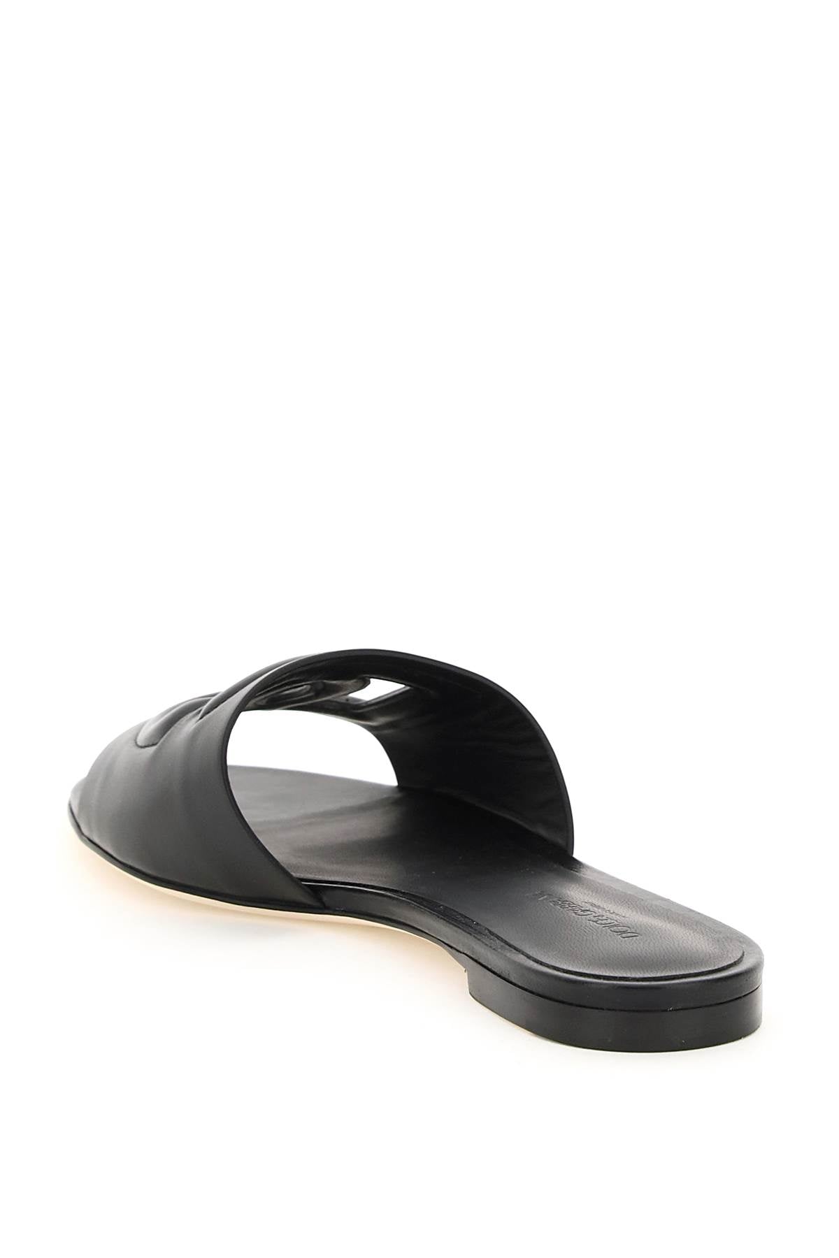 Dolce & Gabbana Leather Slides With Cut-out Logo