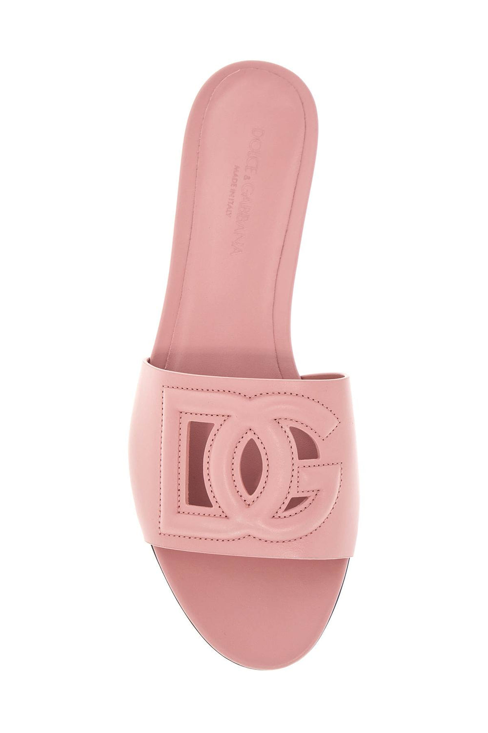 Dolce & Gabbana Dg Logo Pink Calfskin Slides