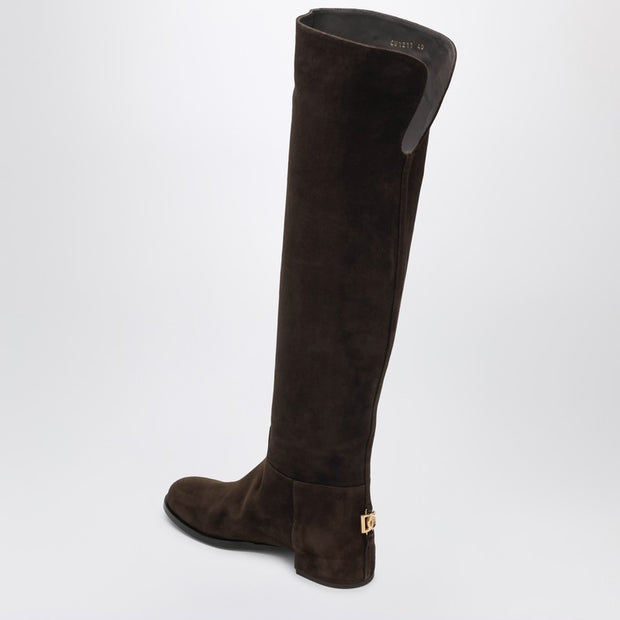 Dolce & Gabbana Dolce&Gabbana High Suede Boot In Ebony Brown