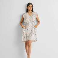 Reistor Cap Sleeved Short Dress in Florals