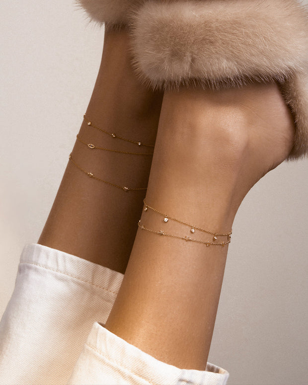 Zoe Lev Tiny Diamond Evil Eye Anklet
