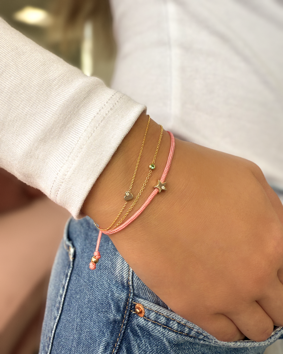 Zoe Lev Kids Heart With Diamond Fortune Bracelet