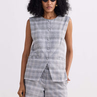 Reistor Cotton Tweed Vest Jacket in Grey
