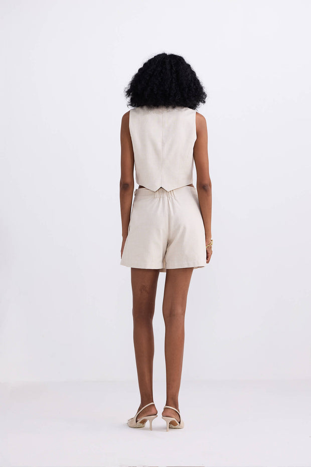 Reistor Cotton Tweed Skort in Cream